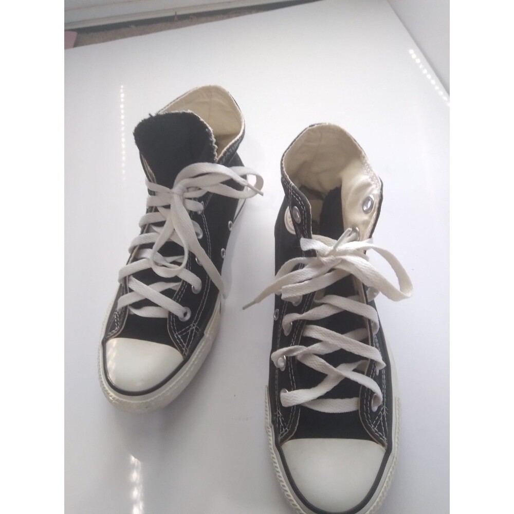 Converse Black and White High Top Lace Up Sneakers Mens 5 womens 7 - Picture 5 of 11